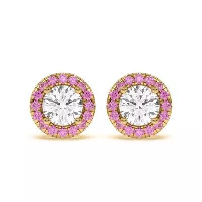 Eva Classic Pink Sapphire Halo Earrings