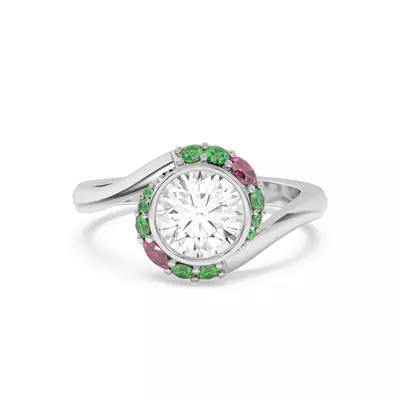 Verdant Rose Swirl Engagement Ring