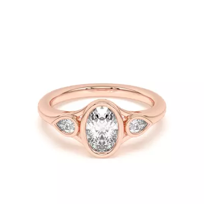 Lani Pear Bezel Three-Stone Engagement Ring
