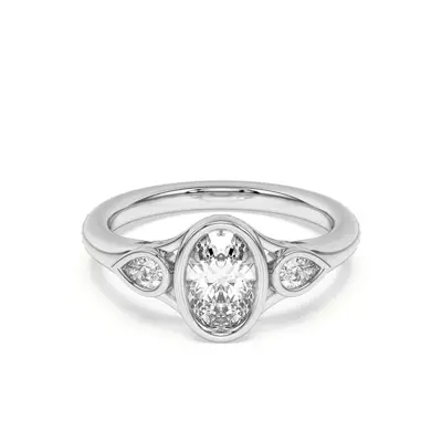 Lani Pear Bezel Three-Stone Engagement Ring