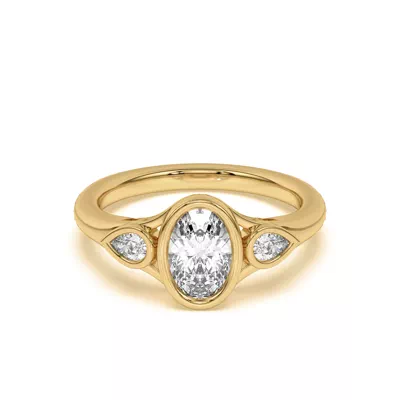 Lani Pear Bezel Three-Stone Engagement Ring