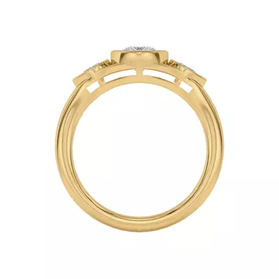 Lani Pear Bezel Three-Stone Engagement Ring