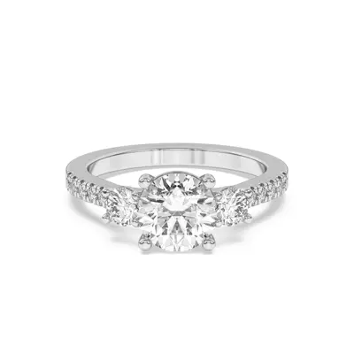 Tria Pavé Round Lab Accent Three-Stone Ring