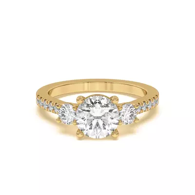 Tria Pavé Round Lab Accent Three-Stone Ring