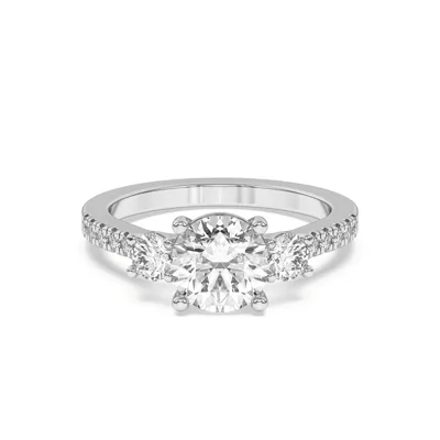 Tria Pavé Round Lab Accent Three-Stone Ring