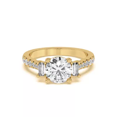 Trielle Pavé Emerald Accent Three-Stone Ring