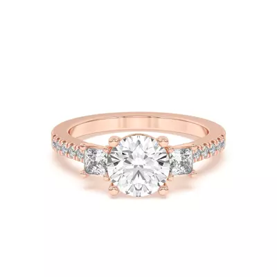 Tria Pavé Princess Lab Accent Three-Stone Ring
