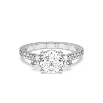 Tria Pavé Princess Accent Three-Stone Ring
