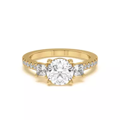 Tria Pavé Princess Accent Three-Stone Ring