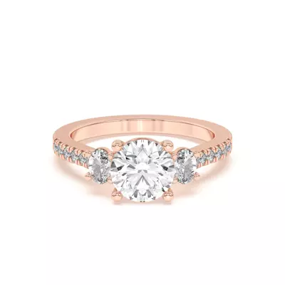 Tria Pavé Oval Lab Accent Three-Stone Ring