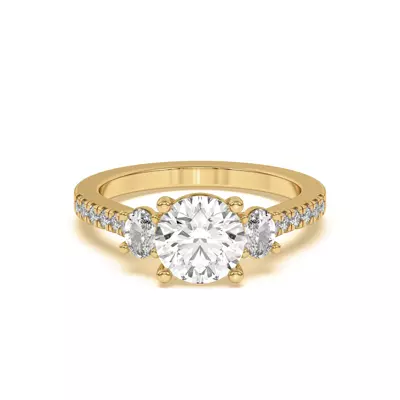 Tria Pavé Oval Lab Accent Three-Stone Ring
