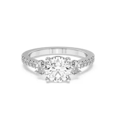 Tria Pavé Oval Lab Accent Three-Stone Ring