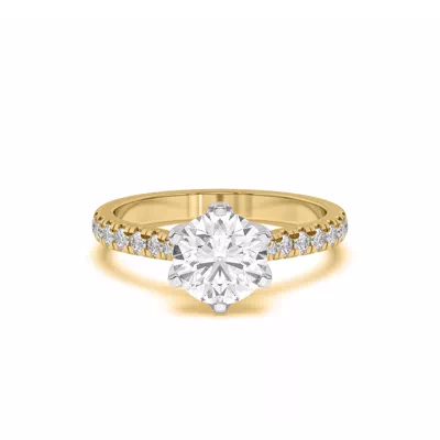 Marigold Grand Tulip Inspired 6 Prong Two-Tone Lab Engagement Ring