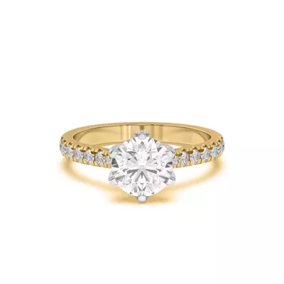 Marigold Grand Tulip Inspired 6 Prong Two-Tone Engagement Ring