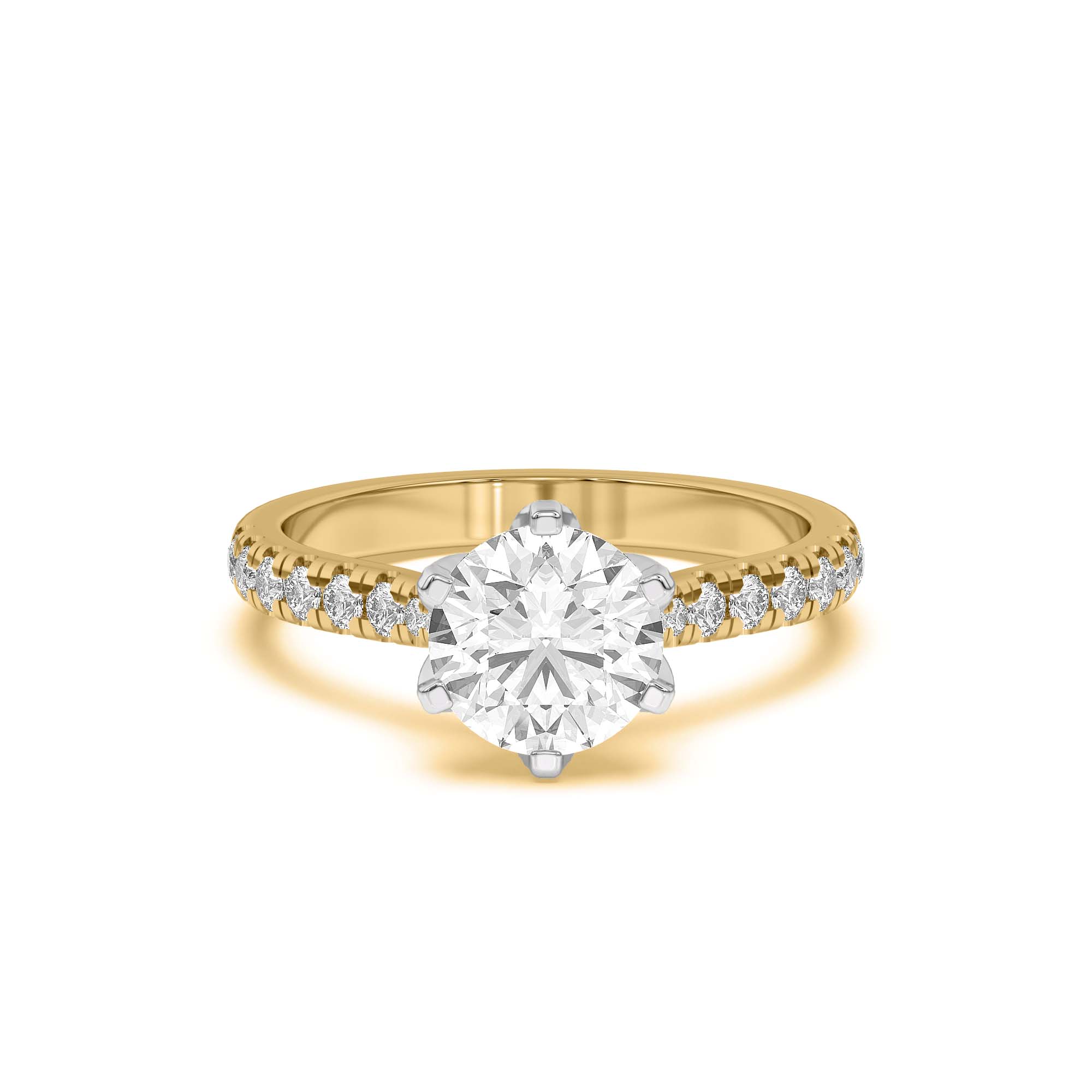 Marigold Grand Tulip Inspired 6 Prong Two-Tone Lab Engagement Ring