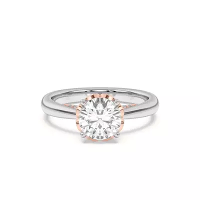Roselle Petal Hidden Halo Engagement Ring