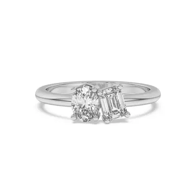 Toi et Moi Oval and Emerald Lab Ring (1.00 cttw)