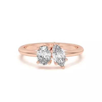 Toi et Moi Oval and Marquise Lab Ring (1.00 cttw)