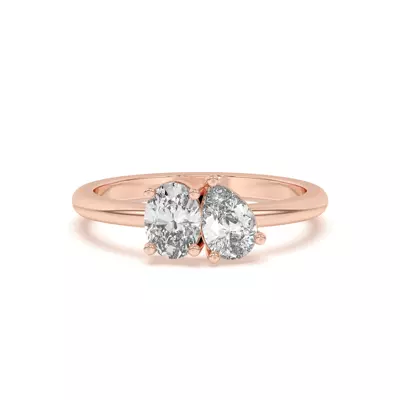 Toi et Moi Oval and Pear Lab Ring (1.00 cttw)