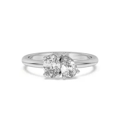 Toi et Moi Oval and Pear Lab Ring (1.00 cttw)