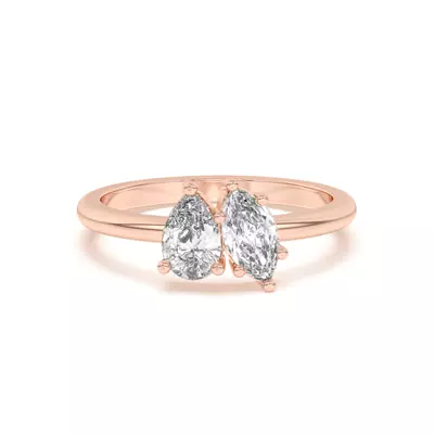 Toi et Moi Pear and Marquise Lab Ring (1.00 cttw)