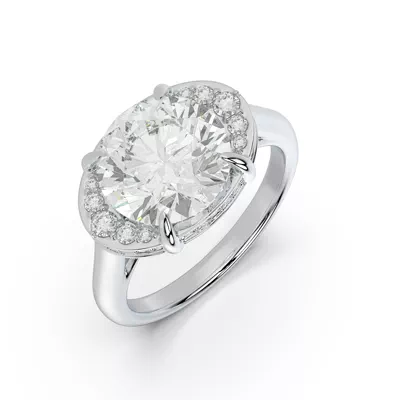 Belloc Graduated Side Halo Lab Diamond Engagement Ring