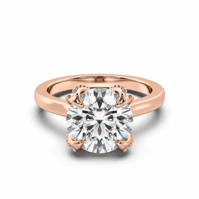Perla Beaded Tulip Solitaire Engagement Ring
