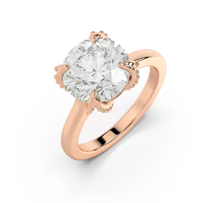 Perla Beaded Tulip Solitaire Engagement Ring
