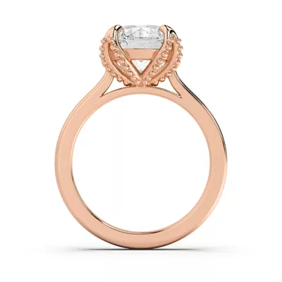 Perla Beaded Tulip Solitaire Engagement Ring