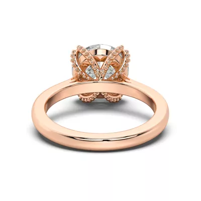 Perla Beaded Tulip Solitaire Engagement Ring