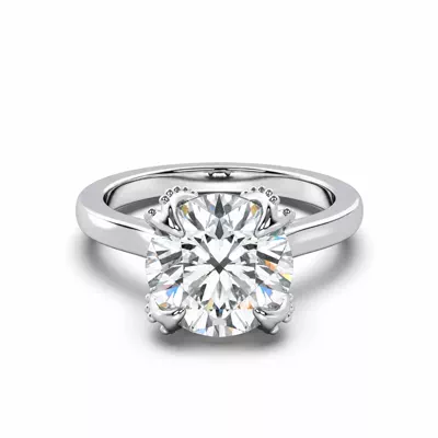 Perla Beaded Tulip Solitaire Engagement Ring