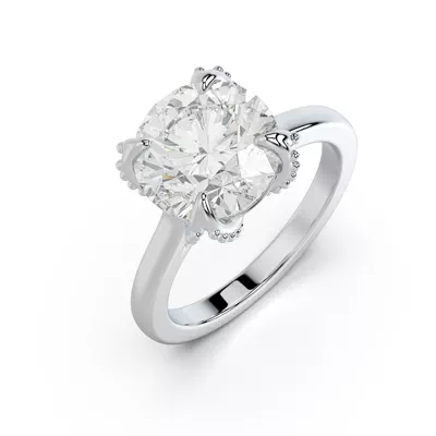 Perla Beaded Tulip Solitaire Engagement Ring