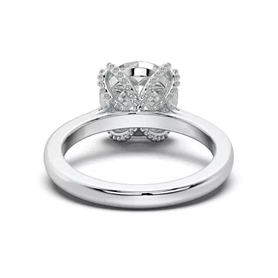 Perla Beaded Tulip Solitaire Engagement Ring