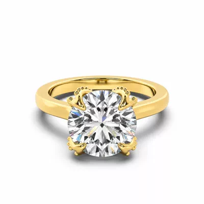 Perla Beaded Tulip Solitaire Engagement Ring