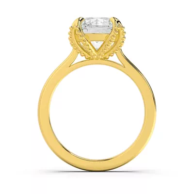 Perla Beaded Tulip Solitaire Engagement Ring