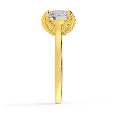 Perla Beaded Tulip Solitaire Engagement Ring