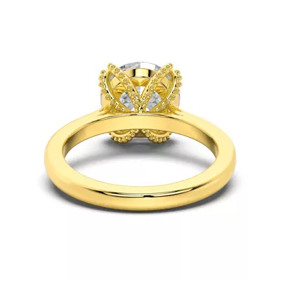 Perla Beaded Tulip Solitaire Engagement Ring
