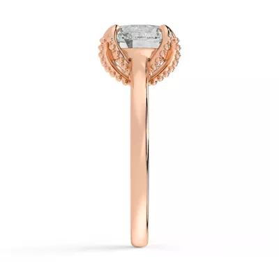 Perla Beaded Tulip Solitaire Engagement Ring