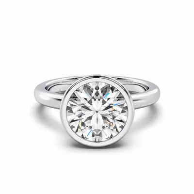 Lucera Bezel Hidden Halo Lab Diamond Engagement Ring