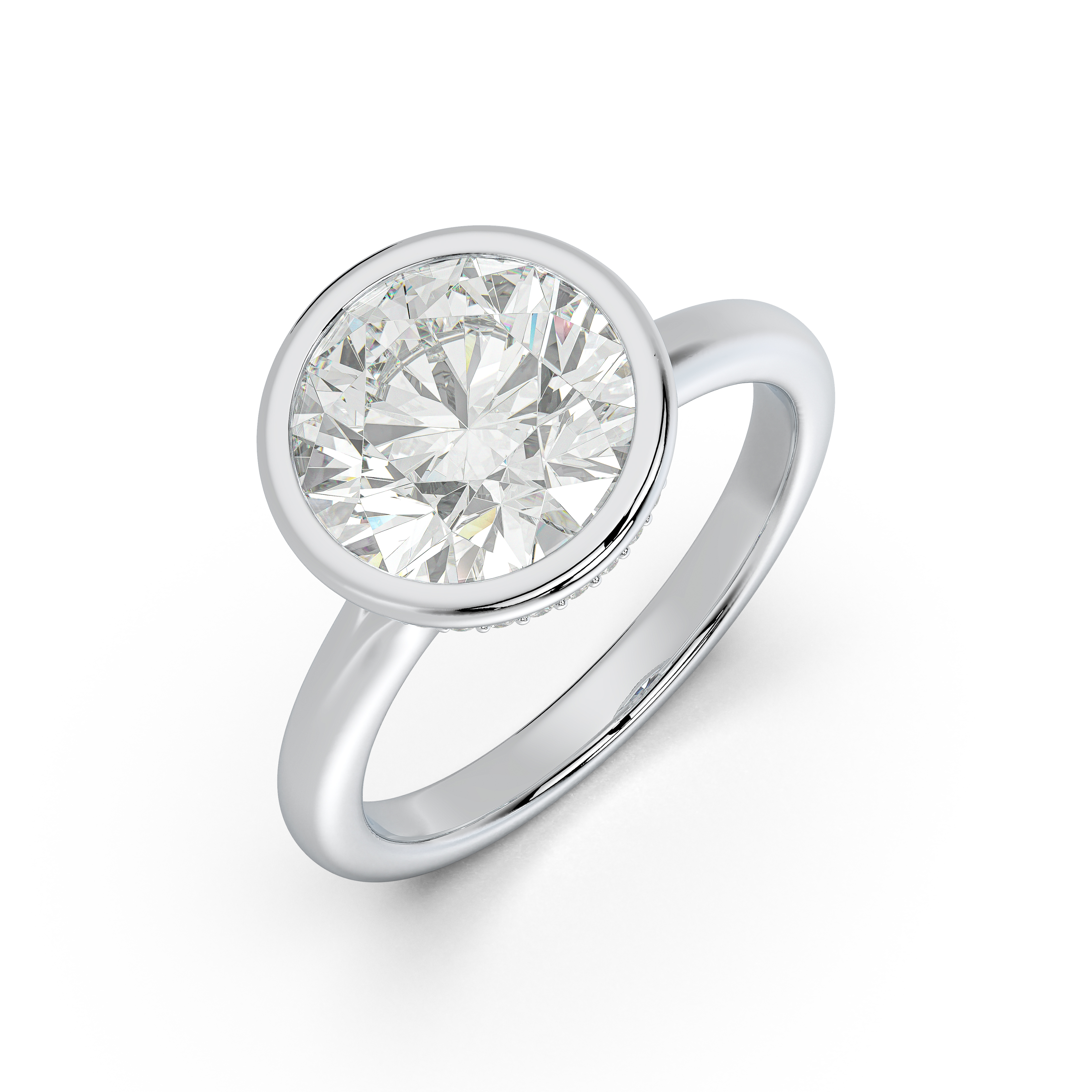 Lucera Bezel Hidden Halo Engagement Ring