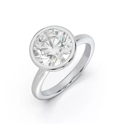Lucera Bezel Hidden Halo Lab Diamond Engagement Ring