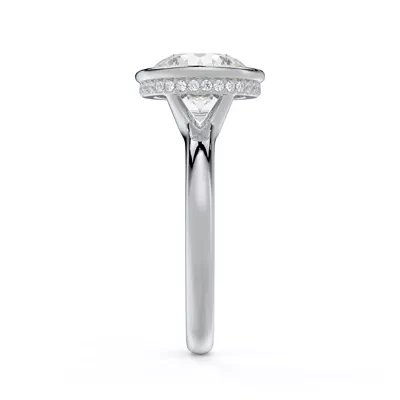 Lucera Bezel Hidden Halo Lab Diamond Engagement Ring