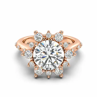 Solara Sunburst Halo Engagement Ring
