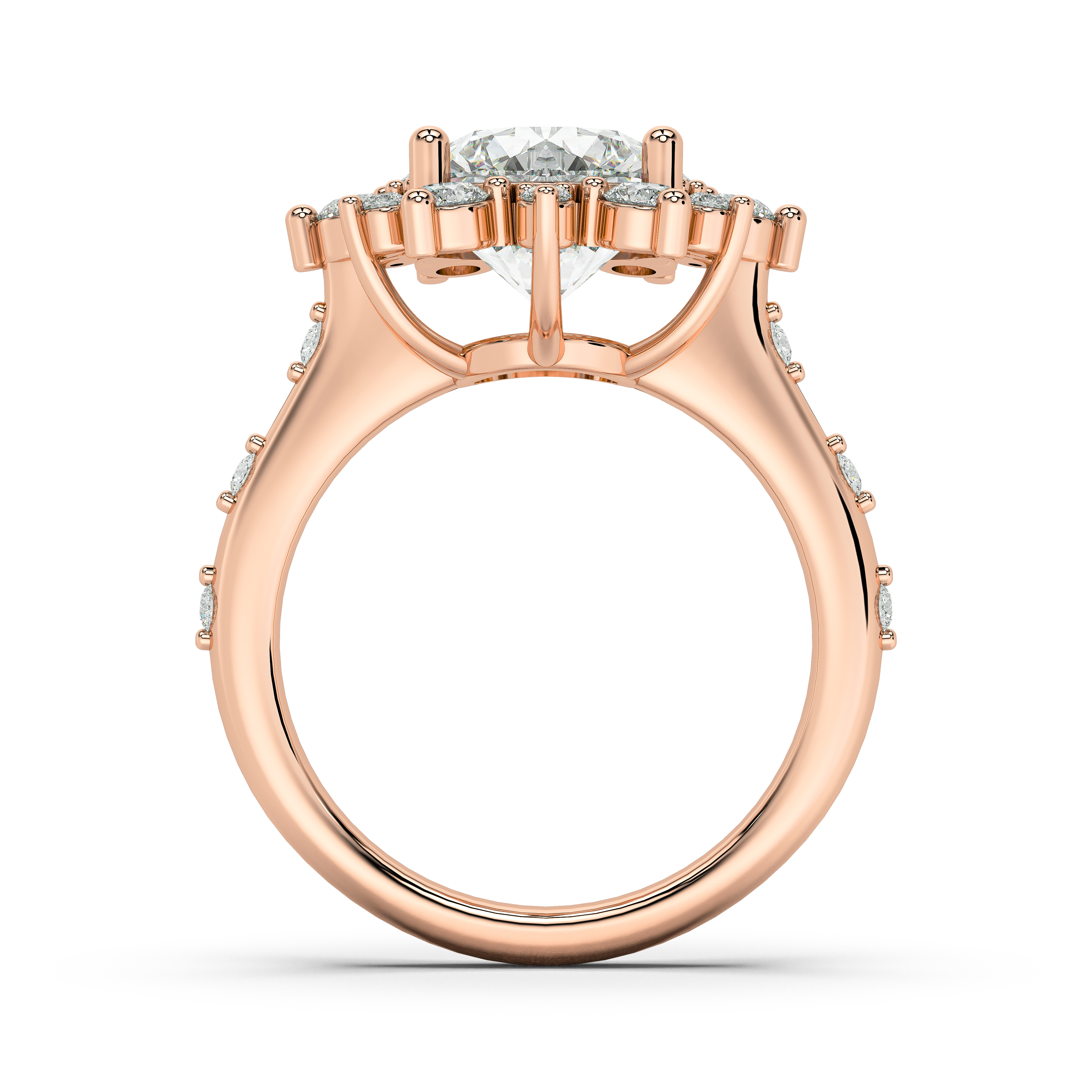 Solara Sunburst Halo Engagement Ring