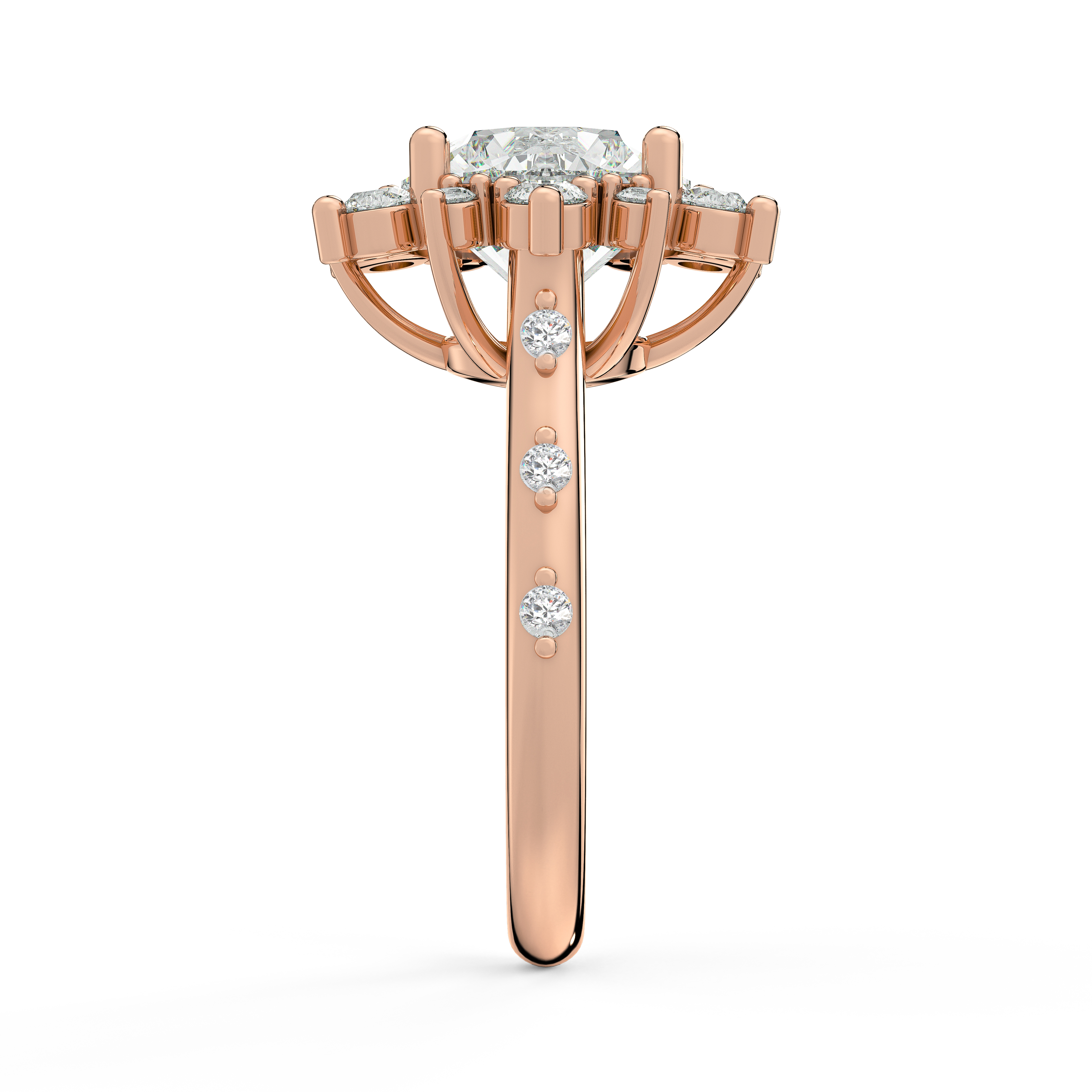 Solara Sunburst Halo Engagement Ring