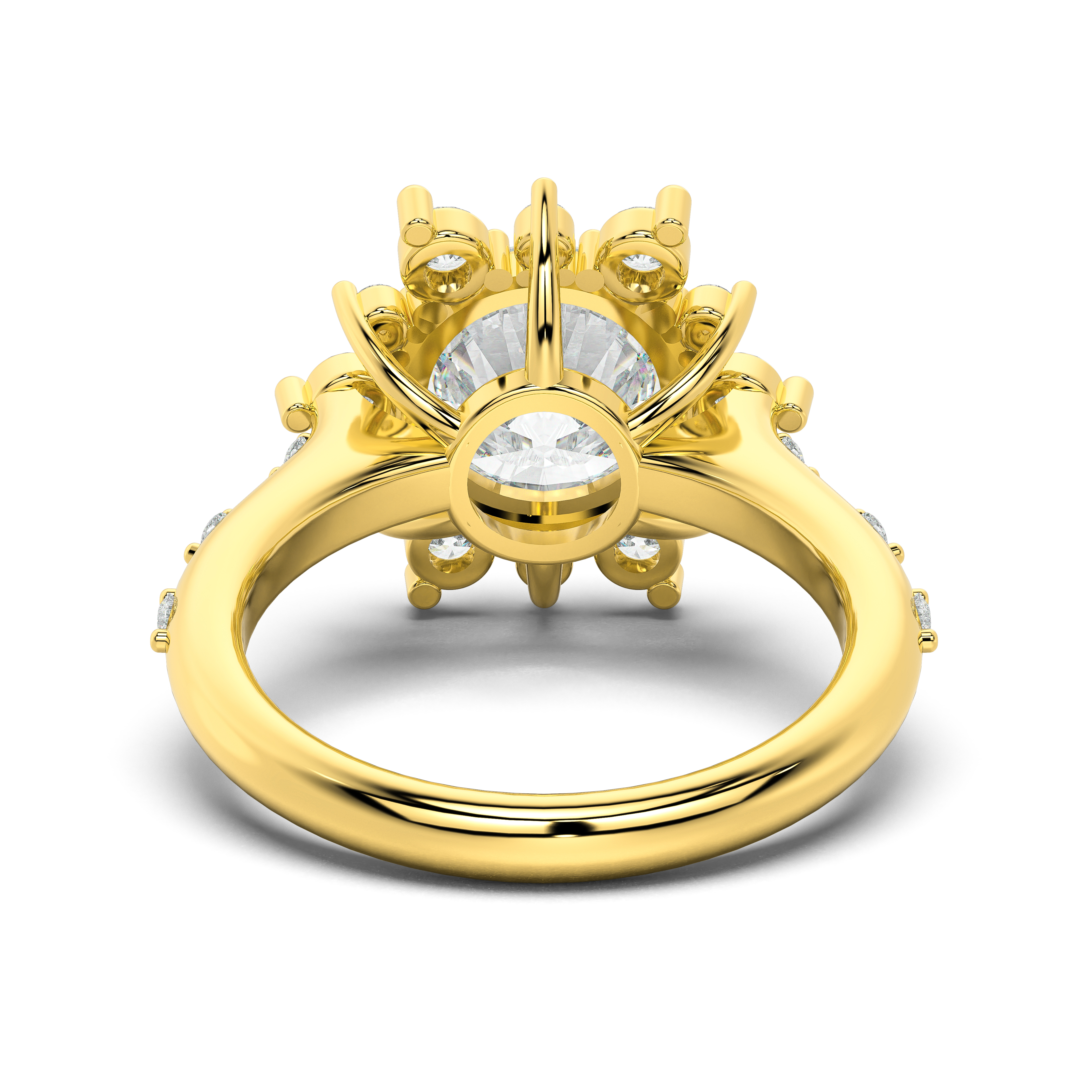 Solara Sunburst Halo Engagement Ring