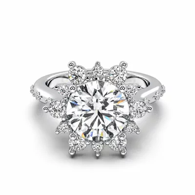 Solara Sunburst Halo Engagement Ring