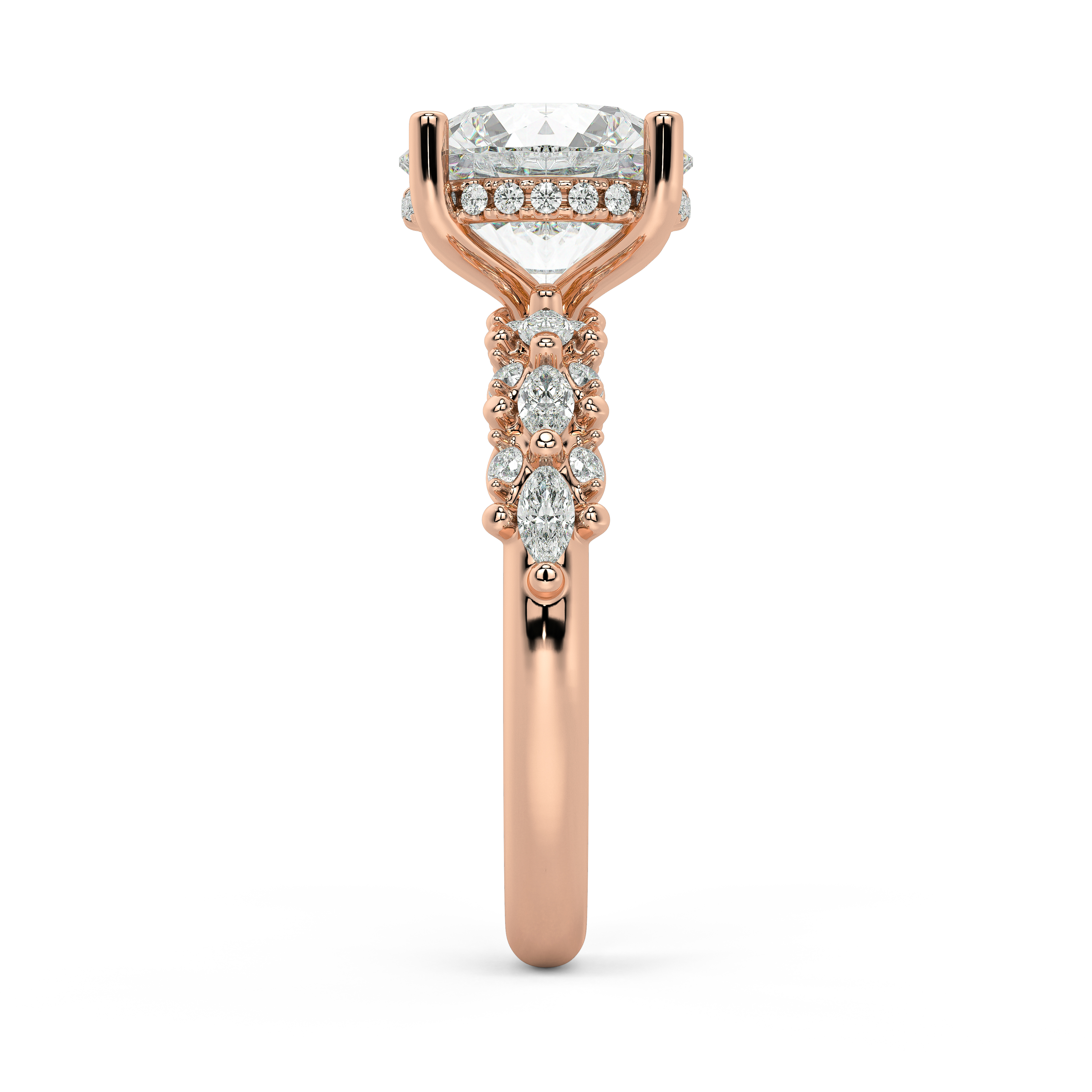 Alira Marquise Hidden Halo Engagement Ring