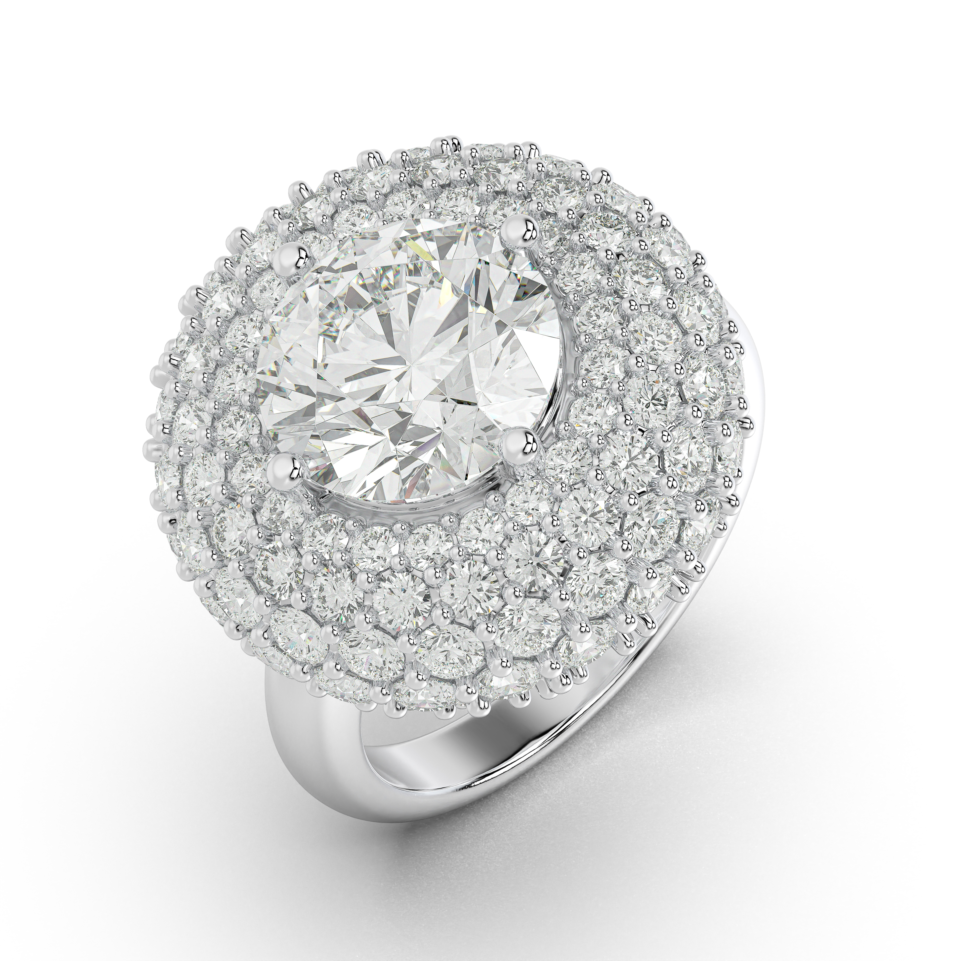 Portella Domed Halo Engagement Ring