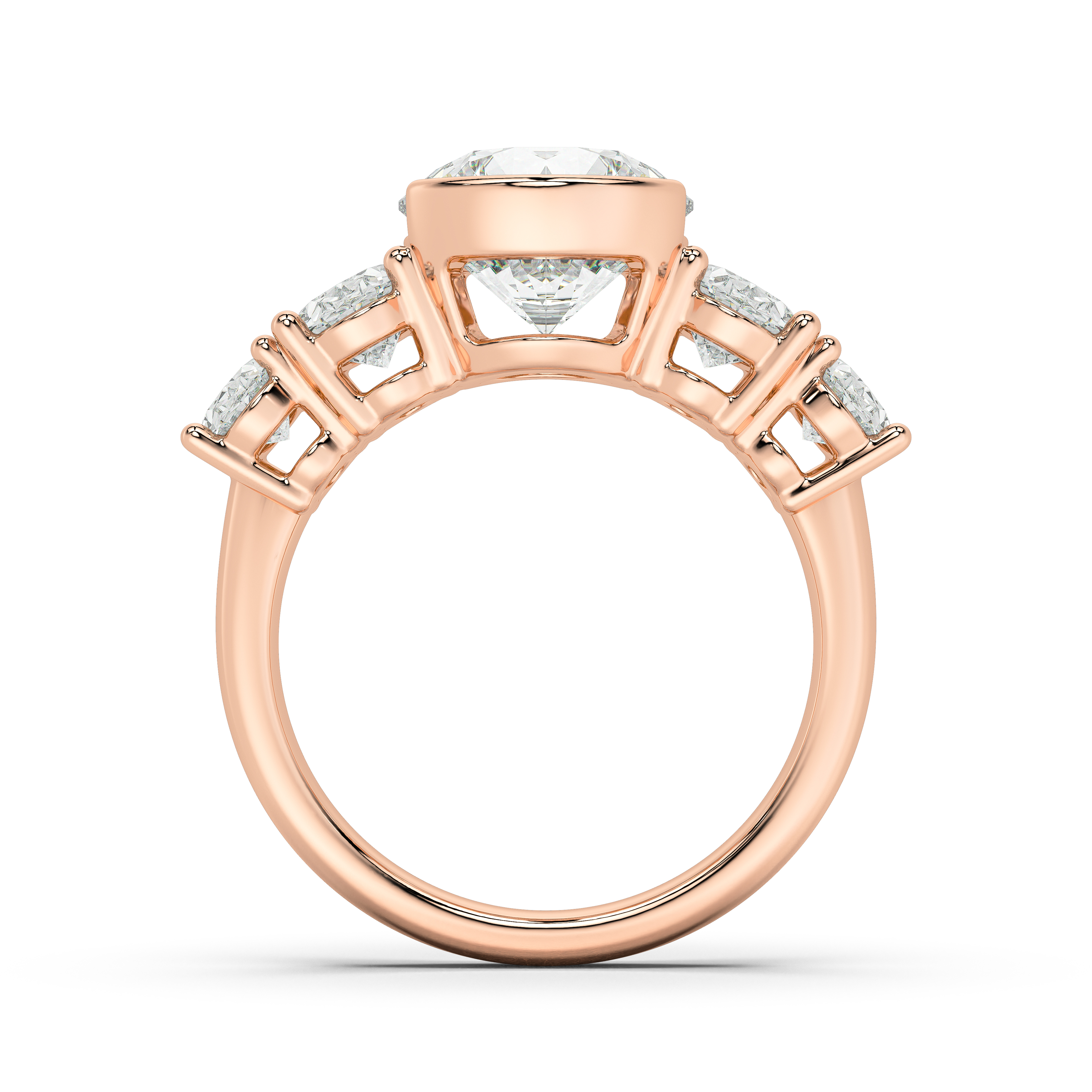 Neria Five-Stone Half Bezel Engagement Ring